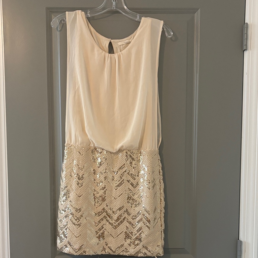 Ellison Cream and Gold Sequin Dress